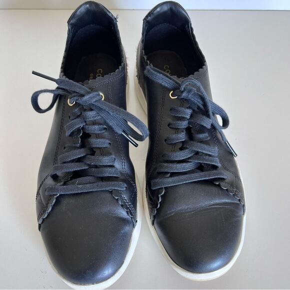 Cole Haan GP Leather & Cow Hair Tennis Sneakers - Picture 3 of 13